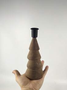 1 Piece Elegant Pine Wood Christmas Tree Candlestick Holder, Classical Pyramid Base With Moon Tabletop Decorations, For Festive, Decor, Ding Table Decor, Room Decorations, Wedding Centerpiece Candle Holder Decorations, Christmas Decorations Home Decor, Christmas Gifts