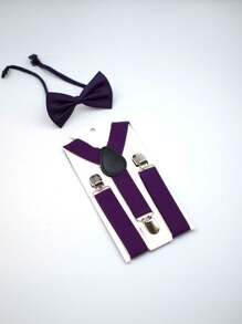 2 Pieces/1 Set Of Children's Solid Color Bow Ties And Straps, Suitable For Wedding Parties, Birthdays, Various Holiday Commemorative Gifts, School Performances, Decorations, And Neutral Daily Wear - Multicolor - View 12