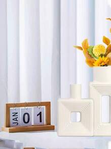1pc White Square Vase, Home Decor, Minimalist Nordic Bohemian Style, Suitable For Living Room, Bookshelf, Dining Table, Bookcase, Fireplace And Foyer Decoration. Rama Decor - Multicolor - View 5