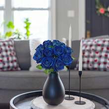 1PC/5PCS 人造花-绒布玫瑰，假植物家居房间装饰，秋季装饰，新娘花束，婚礼装饰，DIY 花环材料，生日派对装饰材料，家庭餐饮，客厅，花瓶，户外花园，春季装饰，情人节和新年礼物 - 寶藍色 - 查看 7