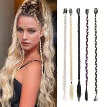 2 件装夹式盒装辫子接发 20 英寸混色高温合成纤维 适合女士和女孩 - 非常适合日常穿着和节日