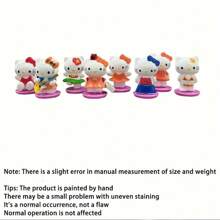 Sanrio 1 Set Of 8pcs Cute Handmade Kitty Cat Doll Model, Desktop Car Decor, Home Collection Gift Gifts Birthday Graduation