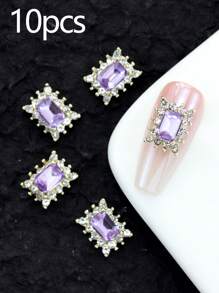 10 Pieces In A Pack And 30 Pieces In A Box For Nail Art Nail Accessories, Exquisite Inlaid With Diamonds, Colorful Gemstones, Mixed Materials, Nail Charm, Diy Nail Supplies Nails Nail Charms