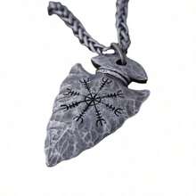 Vintage Viking Spear Rune Pendant Necklace, Unisex Nordic Jewelry Accessory, Amulet, Daily & Party Wear, Seasonal Gift