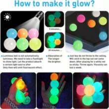 Set de 3 pelotas blandas, elásticas y que brillan en la oscuridad, que se pegan al techo y a las paredes, pelotas con luz intermitente por presión para relajación y alivio del estrés/ansiedad, juguetes ASMR, colores aleatorios