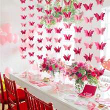 10 piezas Guirnalda de mariposas 3D - Tonos de rosas, decoraciones colgantes de mariposas, decoraciones de ducha de boda con mariposas, flores de papel colgantes para cortinas, adecuado para decoración de cumpleaños, decoración de fiestas de primavera, dormitorio, sala de estar, decoración de pared del hogar, suministros para festivales, adorno
