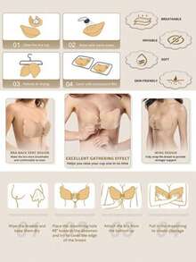 زوج من حمالات الصدر اللاصقة، بدون حمالات أكتاف أو أبزيم ظهر، حمالة ذات سحب إخفاء وتجميع - مناسبة للملابس المكشوفة الأكتاف والظهر - متعدد الألوان - مشاهدة 11