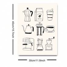 1 件带框/无框咖啡爱好者礼物帆布海报 - 复古浓缩咖啡机墙壁艺术，极简主义酒吧推车绘画，适用于厨房和客厅、咖啡店美学装饰、现代公寓宿舍家居装饰