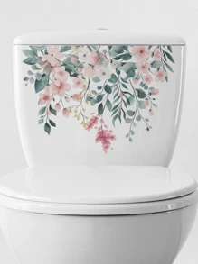 1pc Flower Pattern Toilet Lid Decal For Bathroom Decor,Toilet Sticker,Wall Stickers,Stickers,Wall Decal, Vinyl Decal For Home Decorations,Spring Decoration Items Refresh Your Home,Rama Decoration Stickers Gifts Birthday Graduation