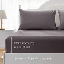 Luxurious And Breathable Bedding Set, Consisting Of 1 Flat Sheet, 1 Soft Bed Sheet And 1/2 Pillowcases - Ultra-Soft Cotton That Is Wrinkle-Resistant, Hypoallergenic And Easy To Care For. - Màu xám đen - Xem 7