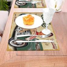 1/4/6 Pcs High Quality Placemats, 66 Route Design Pattern, Heat & Iron Resistant, Soft Touch, Suitable For Furniture Decor, Living Room, Kitchen, Party, Picnic, 100% Polyester, Machine Washable