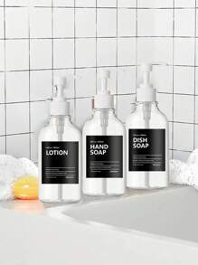 LEAPAIR 2/3 Peças Frasco Dispensador de Loção de 500ml/16.9oz com Bomba Dispensadora com Rótulos ou Suporte para Garrafa, Garrafas Recarregáveis de Shampoo e Condicionador, Frascos Dispensadores Apertáveis, Para Sabonete Líquido/Shampoo/Condicionador/Sabonete Líquido para as Mãos/Detergente Líquido/Loção, Dispensador de Armazenamento de Cozinha e Banheiro, Decoração de Banheiro Doméstico, Decoração de Outono, Volta às Aulas