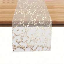 1 rouleau de nappe à motif étoiles, runner de table de décoration de maison pour tous les jours et les fêtes, runner de table élégant en feuille d'or pour les fêtes, cadeau parfait pour l'anniversaire, les fêtes, le mariage, la Saint-Valentin