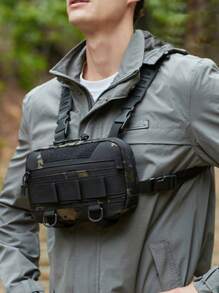 Bolsa de pecho para hombres, bolsa MOLLE para exteriores, bolsa de camuflaje multifuncional para pesca, ciclismo, campamento, adecuada para adolescentes, atuendo casual de verano, deportes al aire libre, viajes de vacaciones, regalos de cumpleaños o accesorios de graduación