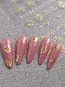 2 hojas con calcomanías de arte de uñas en relieve con estampado bohemio de mandalas, flores, hojas y encaje en 3D con efecto bronceado, decoraciones florales francesas autoadhesivas para diseños DIY
