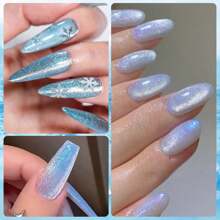5pcs FOUR LILY Blue Cat Eye Magnetic Gel Nail Polish Set With Magnetic Wand, Long-Lasting Shiny Magnetic Effect, Easy For DIY Nail Art - Multicolor - View 4