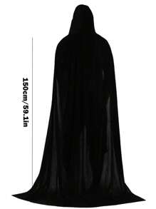 1pc Unisex Party Performance Hooded Cape Cloak With Velvet Fabric, Ideal For Various Festivals, Halloween Cosplay Costume, , Devil, Vampire, Dress Up,Festival Costume Props - Multicolor - View 8
