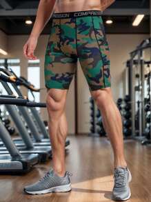 5 Pcs Men's Compression Shorts, Breathable Quick Drying Sports Leggings With Pockets, Suitable For Running, Exercise, And Fitness Underwear - Màu ngụy trang - Xem 4