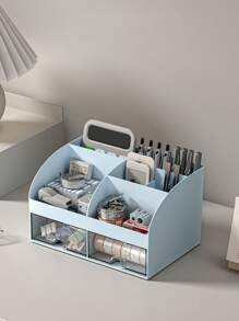 1 Pieza Organizador de maquillaje con cajones, almacenamiento de cosméticos para tocador, vanidad y encimera del baño, soporte de belleza para lápiz labial y brochas, organizador de productos de cuidado de la piel para tocador, vitrina para cosméticos