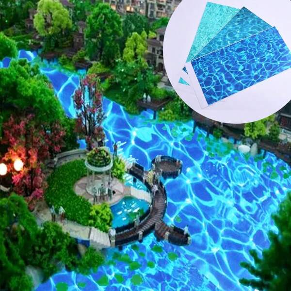 DIY Baumodell Bastelmaterial, Aquarellpapier für Wasserlandschaft Kulisse, Outdoor-Szenerie Dekormaterial für Modelle