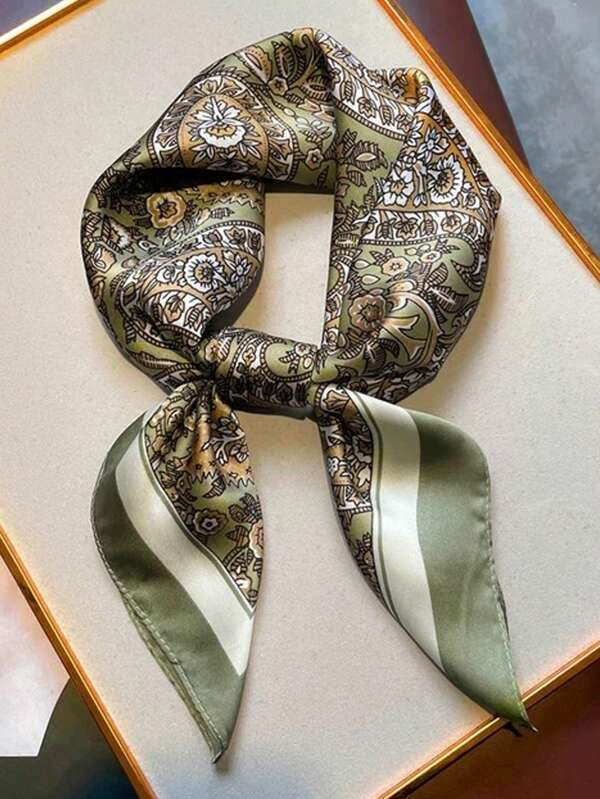 وشاح أنيق ومتعدد الاستخدامات، مزين بطباعة راقية، وشاح رأس مقاوم للرياح بطراز كلاسيكي، وشاح من الحرير الصناعي المحاكي للحرير، منديل مناسب للمناسبات الموسيقية والخروجات الترفيهية واجتماعات العمل والشوارع الأنيقة