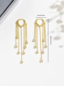 1 Paar elegante 925 Sterling Silber Zirkonia Stein Quaste lange Ohrhänger, geeignet für Frauen Alltag, Date, Party, Veranstaltung, Eid Festival, Urlaubsgeschenk