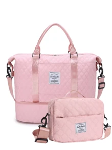 2PCS Large Capacity Travel Luggage Bag, Wet And Dry Separation Gym Bag, Weekend Overnight Shoulder Bag, Long-Distance Business Trip, Short Trip, Hospital Essential, Mommy Bag, Holiday Storage, Travel Bag, Vacation Bag, Weekend Bag, Overnight Bag, Trolley Bag, Shoe Storage, Boarding Bag, Cosmetic Storage Bag, Suitcase, Gym Bag, Luggage Bag, Carry-On Bag, College Student Bag, Luggage Bag, Weekend Bag, Hospital Bag, School Season Luggage Bag