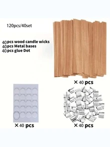 60pcs DIY Candle Making Kit Including Natural Wooden Wicks, Metal Holders And Glue Dots, Suitable For Handmade