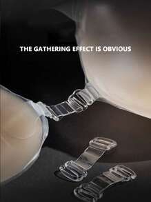 1 Pair Of Silicone Invisible Strapless Bras With Self-Adhesive Backless Push-Up Cups - Apricot - View 4