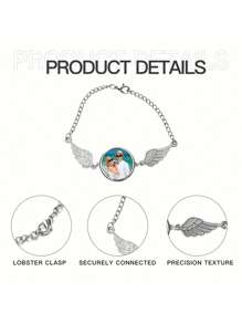 1pc Personalized Customized Photo Angel Wing Bracelet - Elegant Alloy, Fashionable Customized Accessories - Ideal Holiday Commemorative Gift, Suitable For Him Or Her