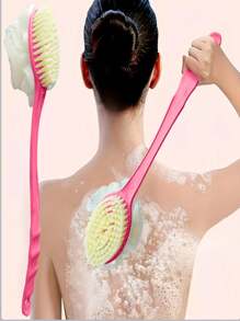 Cepillo corporal de lujo suave de esponja marina y cerdas de cerdo jabalí - Cepillo de baño curvo de mango largo que exfolia suavemente, unisex - Accesorios de spa de baño, para Body, rostro y cuidado de la piel