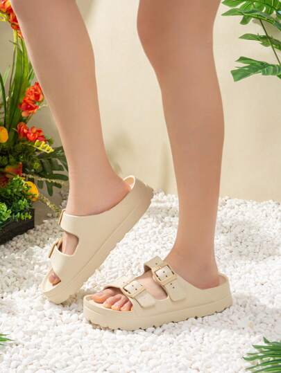 2025 女士大码休闲纯色 EVA 厚底拖鞋，舒适柔软，适合所有季节，非常适合日常生活、工作、海滩度假和各种场合