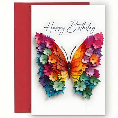 Superbă felicitare de ziua de naștere cu fluture și plic, material de hârtie premium, proces UV, nu 3D, felicitare de ziua de naștere perfectă pentru cei mai buni prieteni, familie și cei dragi, articol neobișnuit, articol estetic minunat, felicitare de ziua de naștere