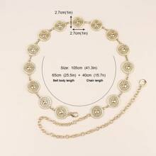 1psc Cross-Border New Waist Chain Women's High-End Women's European And American Retro Silver Summer With Skirt Round Cake Metal Chain Belt - Silver - View 5