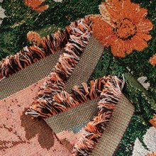 1 pièce Housse de canapé jacquard - Design bohème chic à l'aquarelle florale, protecteur de canapé antidérapant et résistant aux chats, avec franges à franges, décoration de canapé pour toutes les saisons pour le salon, la chambre à coucher et le bureau