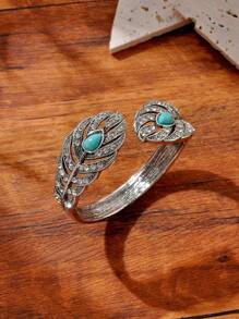 1 件镂空羽毛手链，高端时尚 - 復古銀色 - 查看 4