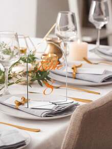 20pcs/10pcs/5pcs Acrylic Transparent Semicircular Seat Sign, Wedding Acrylic Blank Sign With Stand, DIY Acrylic Round Table Number For Wedding Sign Decoration, Table Centerpiece Decoration, Seat Sign, Table Number Sign, Name Card Sign - Multicolor - View 6