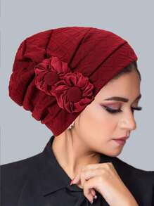 1pc Women's Soft Satin Bonnets With Floral Design - Lightweight, Elastic Sleep Caps For Chemotherapy, Makeup Removal, Beach & Outdoor Use - Multicolor - View 4