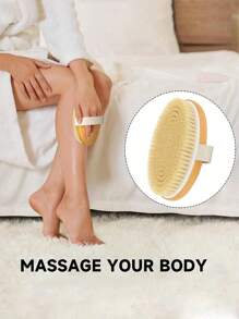 2 件/1 件木制防滑带式淋浴刷，天然鬃毛 - 柔软椭圆形淋浴刷，适合干刷身体、湿刷、背部，深层清洁和去角质，改善血液循环，防止毛发内生，减少木制沐浴刷，用于痤疮和脂肪团 - 无香型，无需电池 - 彩色 - 查看 6