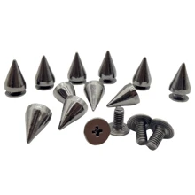 100 件 7x10 毫米锥形尖钉铆钉，金属金字塔朋克铆钉，适用于服装、夹克、鞋子/靴子装饰、DIY 皮革工艺品 - 槍黑100套裝尖頭鉚釘 - 查看 2