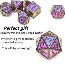 Metallic Glitter Dice Set, Handmade Solid Polyhedral D4 D6 D8 D10 D20 Dice Set, 7pcs Suitable For Role-Playing Games - Multicolor - View 3