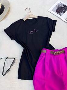 Camiseta blusa T-Shirt Feminina Algodão  estilo simples padrão "enjoy life"
