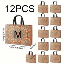 12pcs Mixed Color Woven Tote Bag Gift Box With Handle - Waterproof, Shrink-Proof, Foldable Shopping Bag, Clothes, Wedding, Party - 3 Sizes Reusable Gift Packaging, For Mother's Day, Bridesmaid Gifts, Graduation Gifts, Birthday Gifts, Wedding Gifts, Birthday, Bride, Wedding