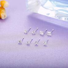 8pcs Fashion Nose Rings Studs Set, 20G Hypoallergenic Stainless Steel, Synthetic Cubic Zirconia, Round & Heart Design, Non-Magnetic, For Women, Perfect For Christmas, Thanksgiving, Valentine'S Day,Mom,Mother,Mother's Day,Gift