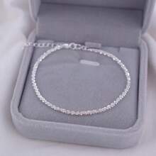 New 18K Titanium Steel Bracelet With Shiny Clavicle Chain Simple Ins Style - 銀色 - 查看 7