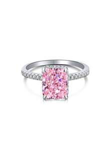 1 pièce Anneau unique en argent sterling S925 serti de pierre précieuse colorée et de diamant taille flocon de neige, cadeau idéal pour la Saint-Valentin ou un anniversaire