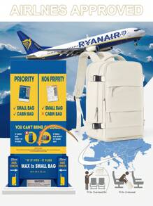 男女通用大容量旅行背包，采用符合航空标准的防水尼龙面料，适合徒步旅行，便携式设计，是户外活动的理想之选。另有14英寸和15.6英寸笔记本电脑背包版本，方便通勤和商务旅行。 - 米色 - 查看 8