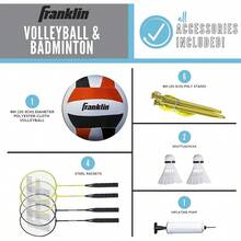 Sports Voleibol + Bádminton Combo - Patio Trasero + Voleibol de Playa al Aire última intervensión + Red de bádminton - Bádminton portátil + Red de Voleibol con Bastones, Voleibol, Raquetas + - Familia - Ver 5