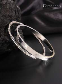 Camhanno 2 款简约、时尚、优雅迷人的不锈钢竹锆石手链，形状和款式各异，为您的美丽加分，适合日常节日佩戴，也适合送给爱人/挚友 - 金色 - 查看 9