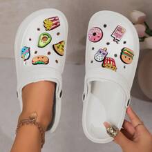 Women's New Handmade DIY Hole Shoes Sandals Summer Fashion Cute Imitation Food Burger Fries Fruit Hole East Shoes Breathable Hole Design Comfortable Sandals